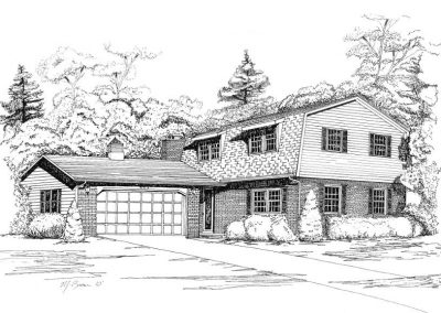 Hand drawn renderings of residential properties