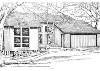 Hand drawn renderings of residential properties